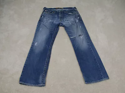 Big Star Jeans Mens 34 Blue Pants Denim Boot Cut Pioneer Distressed Adult 34x30* • $18.88