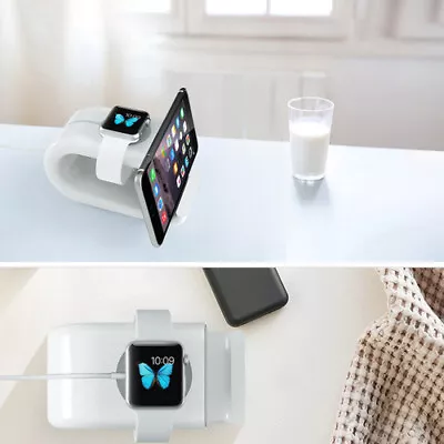 2-in-1 Charging Stand Mount Cradle Station Dock For IWatch IPhone 11 X Max 8 7 6 • £12.78