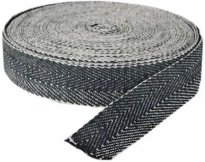 English Black & White Upholstery Chair Webbing 33mt Reel Roll STRONG Herringbone • £24.74