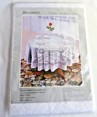 70 Inch Round White Lace Tablecloth New In Package • $5.99