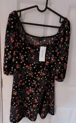 Miss Selfridge Gypsy Style Top Black Floral Size 10 New With Tags  • $6.10