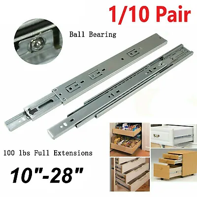 £10.99 • Buy HEAVY DUTY Metal Cabinet Cupboard Drawer Ball Bearing Runners Slides Draw Groove