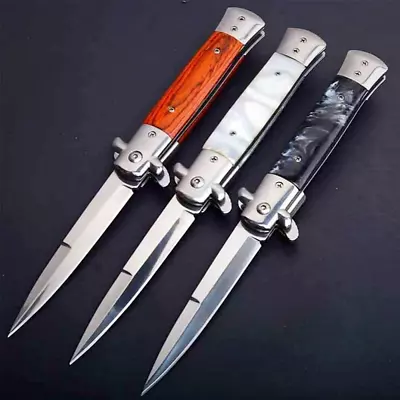 Outdoor Folding Blade Pocket Knife Camping Tactical Hunting Knife Italian Style • $21.59