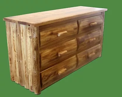 Northern Torched Cedar Log 6 Drawer Dresser-Dovetail Drawers/Solid Wood • $1349