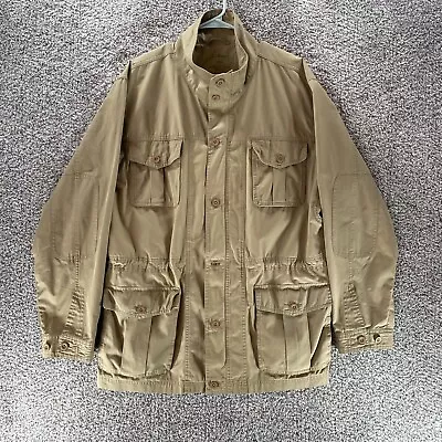 LL Bean Jacket Mens Large Tan Khaki Safari Photographer Utility Mock Neck Coat • $59.95