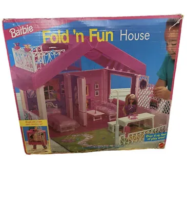 Vintage 1992 Mattel Barbie Doll Fold N Fun Playhouse W/ Accessories • $150