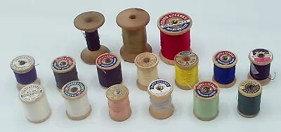 Vintage Wood Spools Of Sewing Thread Lot Of 16 • $25