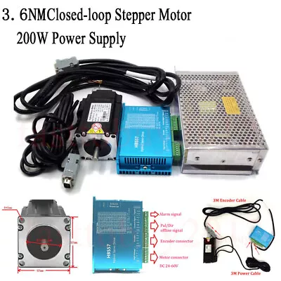 428Oz-in Closed Loop Stepper Motor Nema23 3.6NM Servo Driver 200W Power Supply • $146.24