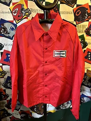 60s DEADSTOCK VINTAGE CHAMPION SPARK PLUGS NYLON WINDBREAKER RACING JACKET SZ L • $26