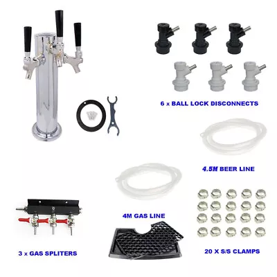 Beer Tap Font Hose Draft Tower System For 3 X Ball Lock Cornelious Keg • $259.99