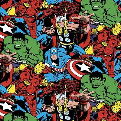 $7.75 • Buy Avengers Marvel Fabric Licensed Cotton Fabric Hulk Thor Captain America Ironman