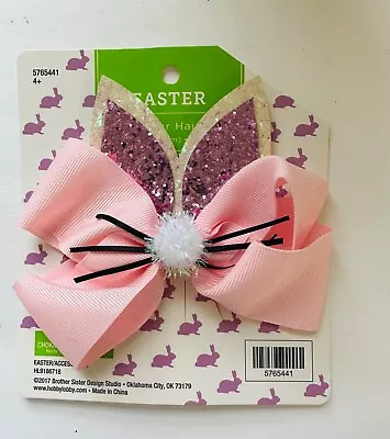 Easter Rabbit Bunny Ear Glitter Hair Clip Bow Ribbon Accessory • £7.78