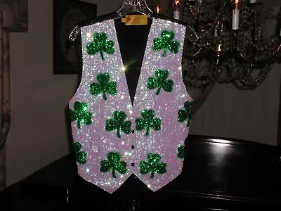 $59.95 • Buy ST. PATRICK'S DAY SEQUIN VEST SHAMROCK IRISH PARADE COSTUME ENTERTAINER NEW Sm