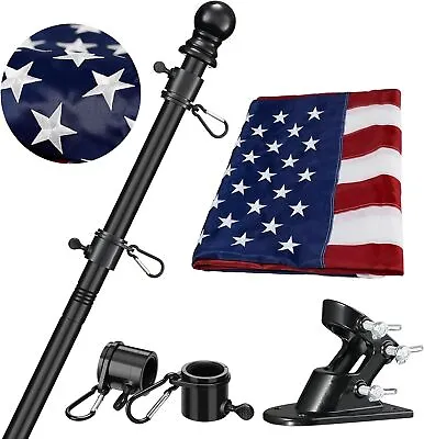 6FT Flag Pole Kit Heavy Duty Bracket Metal Pole With 2 Rotating Rings For Garden • $16.45