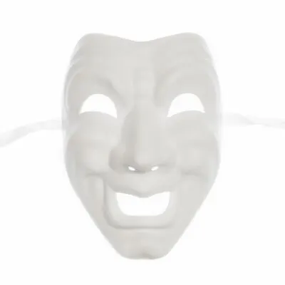 Comedy White Masquerade Mask DIY Happy Theater Mask W7355 • $14.41