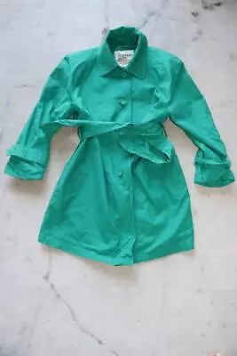 VTG London Fog Womens Trench Coat Green Petites Sz 6 Belted • $49.99