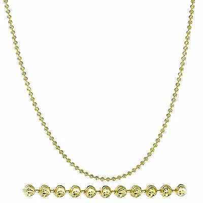 Unisex  925 Sterling Silver 14K Gold Plated 2mm-4mm Moon Cut Bead Chain Necklace • $23.95