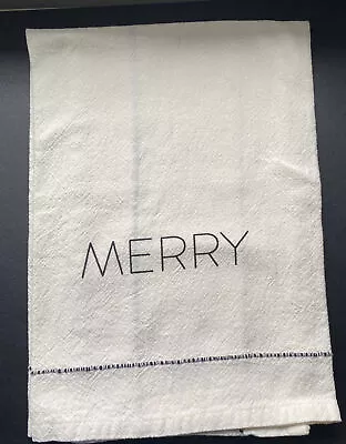 Hearth And Hand Magnolia - MERRY Christmas - Sour Cream Flour Sack Kitchen Towel • $12.50