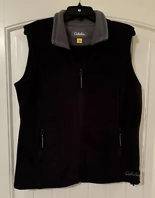 Cabela's Men's Black & Gray Fleece Full Zip Vest Size Medium M • $17.99