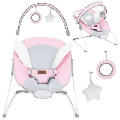 Baby Bouncer Rocking Chair With Music And Vibration Infant Momi Tuli Pink Wings • £54.99