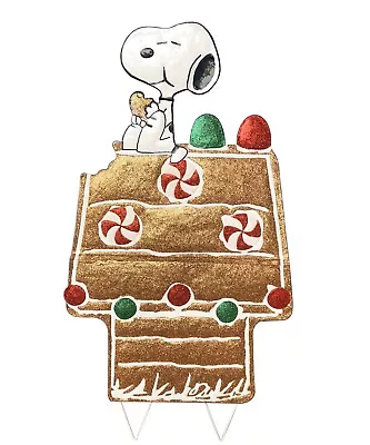 Peanuts Snoopy Gingerbread House Yard Art Outdoor Christmas Decor Hammered Metal • $54.99