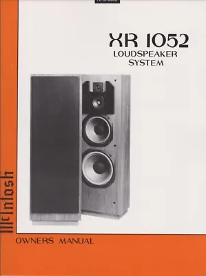 McIntosh XR 1052 Loudspeaker System Owner's Manual | SCAN + PDF • $14.99