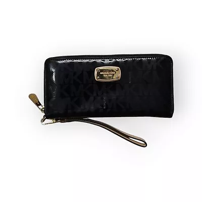 Michael Kors Patent Leather Monogram Zip Around Wallet Wristlet • $39.95