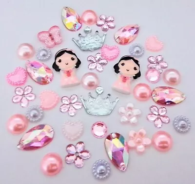Pink Princess Acrylic Flat Back Gems Jewels Decoration Crafts Mixed Size👑 • £3.95