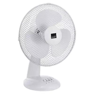 12  Desk Fan Oscillating Electric 12 Inch 3 Speed Silent Portable Home Office • £17.95