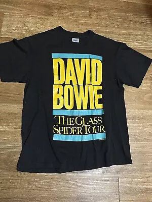 VTG David Bowie T-Shirt The Glass Spider Tour 1987 Concert Size L Single Stitch • $50