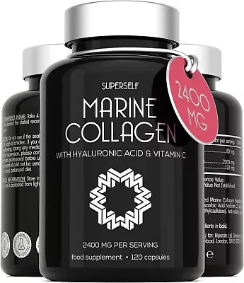 Marine Collagen Capsules 2400mg - With Hyaluronic Acid & Vitamin C • £27.90
