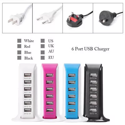 6 Port USB Multi-function Desktop Fast Wall Charger Station AC Power Adapter Au • $27.04