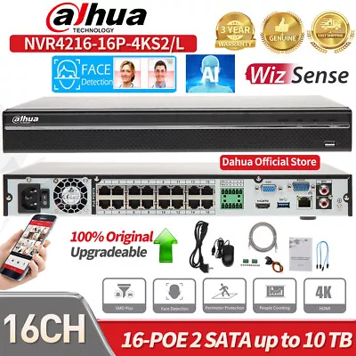 Dahua Original NVR4216-16P-4KS2/L 16 Channel 2HDDs 16PoE Network Video Recorder • $323