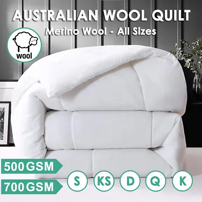 $72.19 • Buy 350/500/700GSM Luxury Winter Summer Aus Merino Wool Quilt Duvet Doona All Size