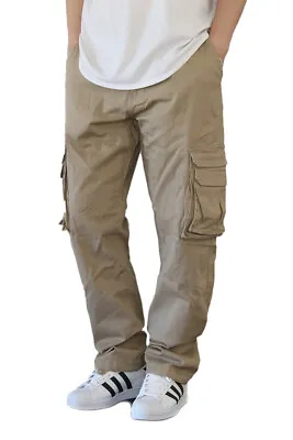 Men's Double Cargo Pocket Stretch Slim Jeans 3 Colors *dl1479 • $30.99