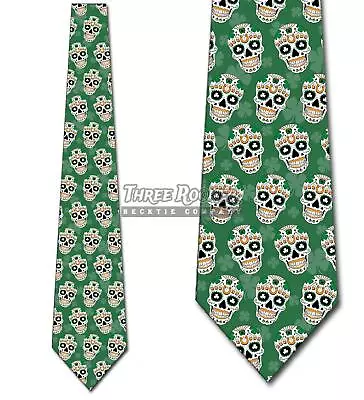 St. Patricks Sugar Skull Tie Men's Irish Neck Ties Lucky Necktie Brand New • $18.75