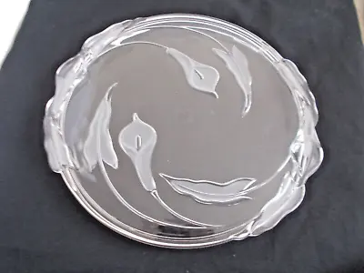 Mikasa Holiday Wishes 13 Inch  Crystal Round Serving Platter Peace Lilly Design • $7