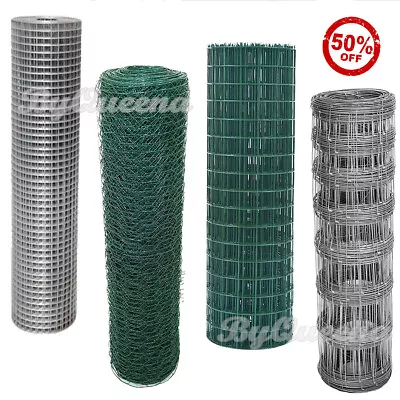 PVC Coated Welded Galvanised Wire Mesh Netting Chicken Fencing Roll Aviary Fence • £25.90