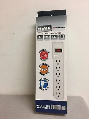 Monster 6OUTSRGWH Just Power It Up 4 Ft. L 6 Outlets Surge Protector White 540 J • $18.79