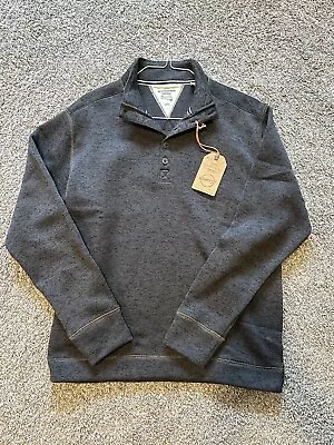 Weatherproof Vintage Mens Fleece Pullover 1/4 Button Sweater Gray Size MED NEW • $9.99