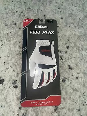 WILSON Feel Plus Golf Glove Mens Left ML Soft Synthetic Leather White & Black • $2