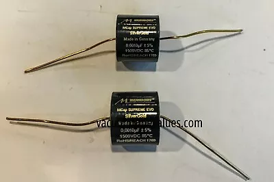 TWO Mundorf MCap 1500 VDC SUPREME EVO Silver Gold Capacitor 0.001uf 0.001 Uf  • $58.95