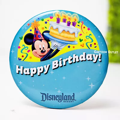 Disneyland Happy Birthday Button W/ Mickey Mouse & Cake ~ Disneyland Resort • $2.75