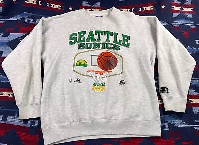 Vintage 90s Starter Seattle Supersonics NBA Basketball Sweatshirt XL Sonics • $129.99