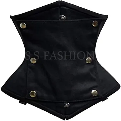 Double Steel Boned Heavy Duty Cotton Underbust Waist Trainer Black Corset • £24.99