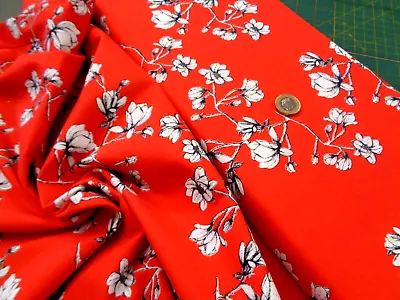 £9 • Buy Art Gallery Fabrics Jersey Magnolias Silk Road Fusion Red  Dressmaking 1/2 Mt