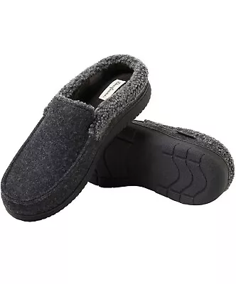 Dearfoams Men's Slippers Memory Foam LARGE Insole Comfort Indoor Outdoor Black • $12.99