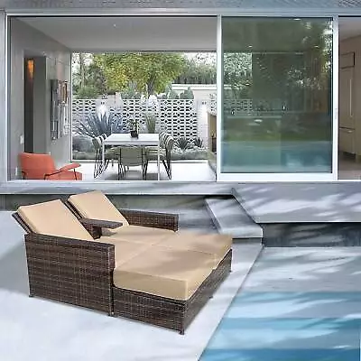 Rattan Wicker Sofa Chair Pool Chaise Lounge Patio Furniture Set Storage Daybed • $399.99