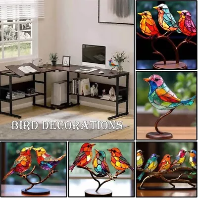 £8.58 • Buy Stained Glass Ornaments Bird Table Decor Bedroom Living Room Kitchen Desk D
