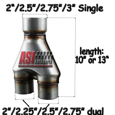 2  2.25  2.5  2.75  3  Single Dual Stainless Steel Y Pipe Adapter Exhaust Pipe • $40.99